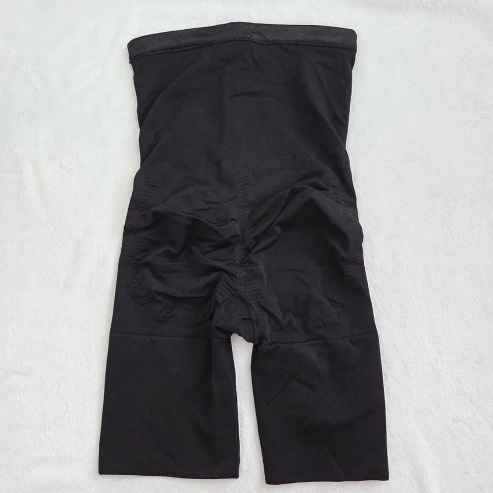 Spanx Shapewear XL Mid Thigh Shaper Slimmer & Shine High Waist Compression Black